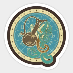 Vintage Aquarius Zodiac Art Sticker